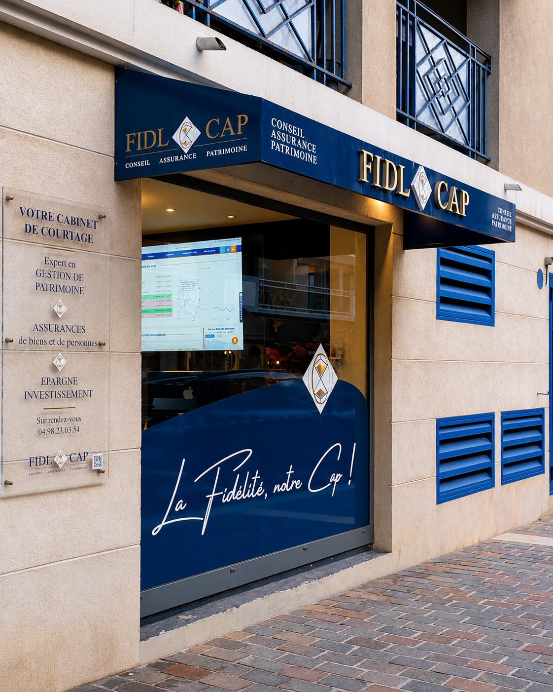 La vitrine du cabinet FIDL CAP à Sainte-Maxime